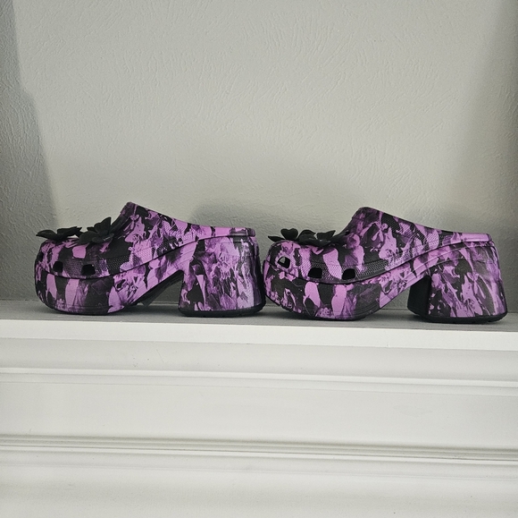 NWT CROCS Siren Hyper Floral Clog- Black/Purple - Picture 3 of 10